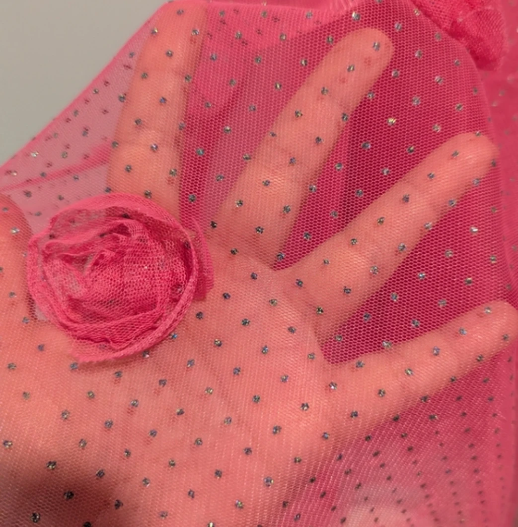 Sparkly Pink Tulle Dress with Rosettes - photo 3