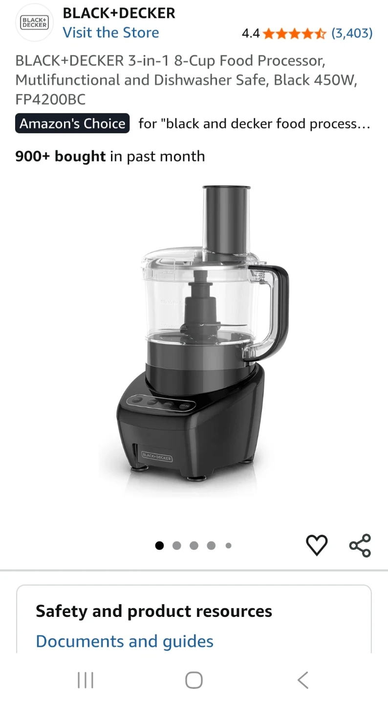 New BLACK+DECKER 3-in-1 8-Cup Food Processor