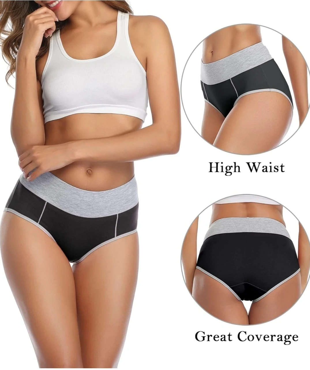 Wirarpa Women's Cotton High Waist Panties 5 Pack - photo 2