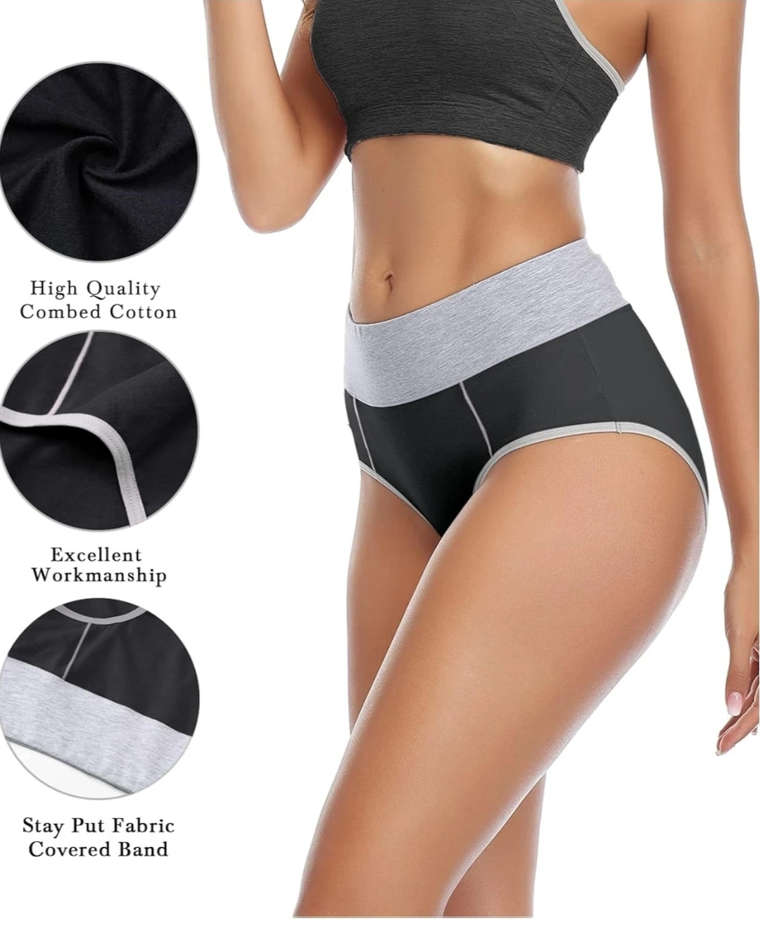 Wirarpa Women's Cotton High Waist Panties 5 Pack - photo 4