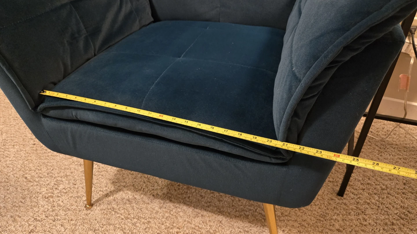 Deep Teal Velvet Accent Chair with Gold Legs - photo 5