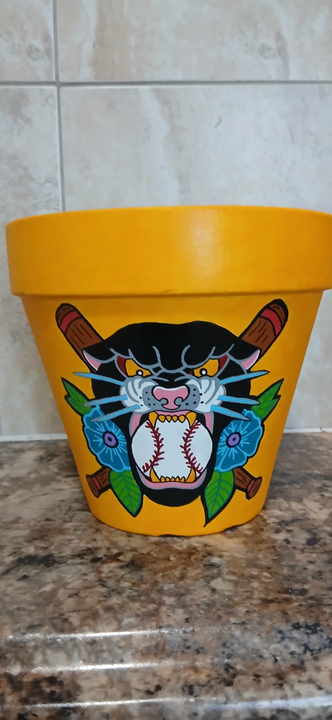Custom Painted Yellow Flower Pot