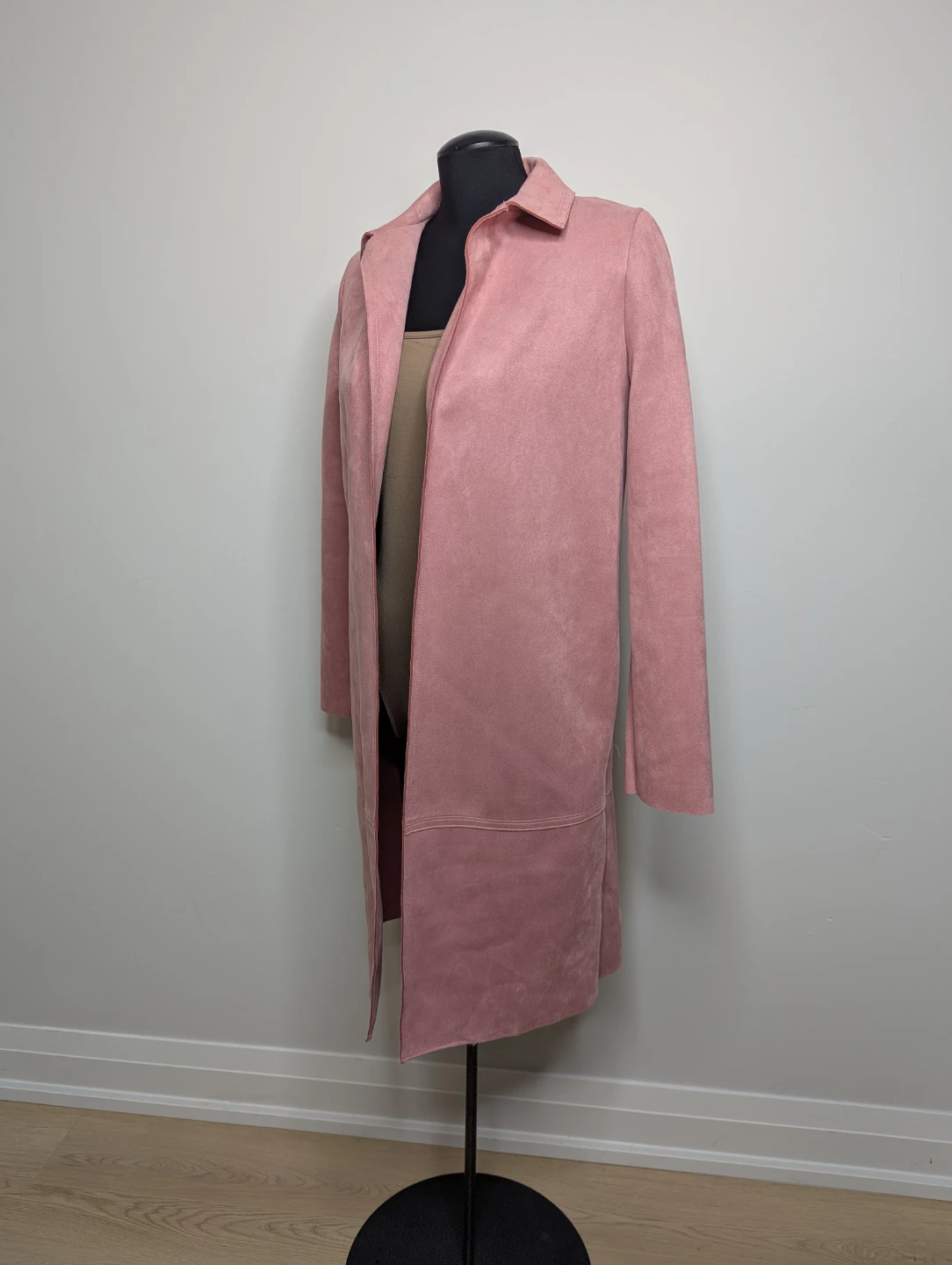BRAND NEW- Zara -Pink Faux Suede Duster Trench Jacket