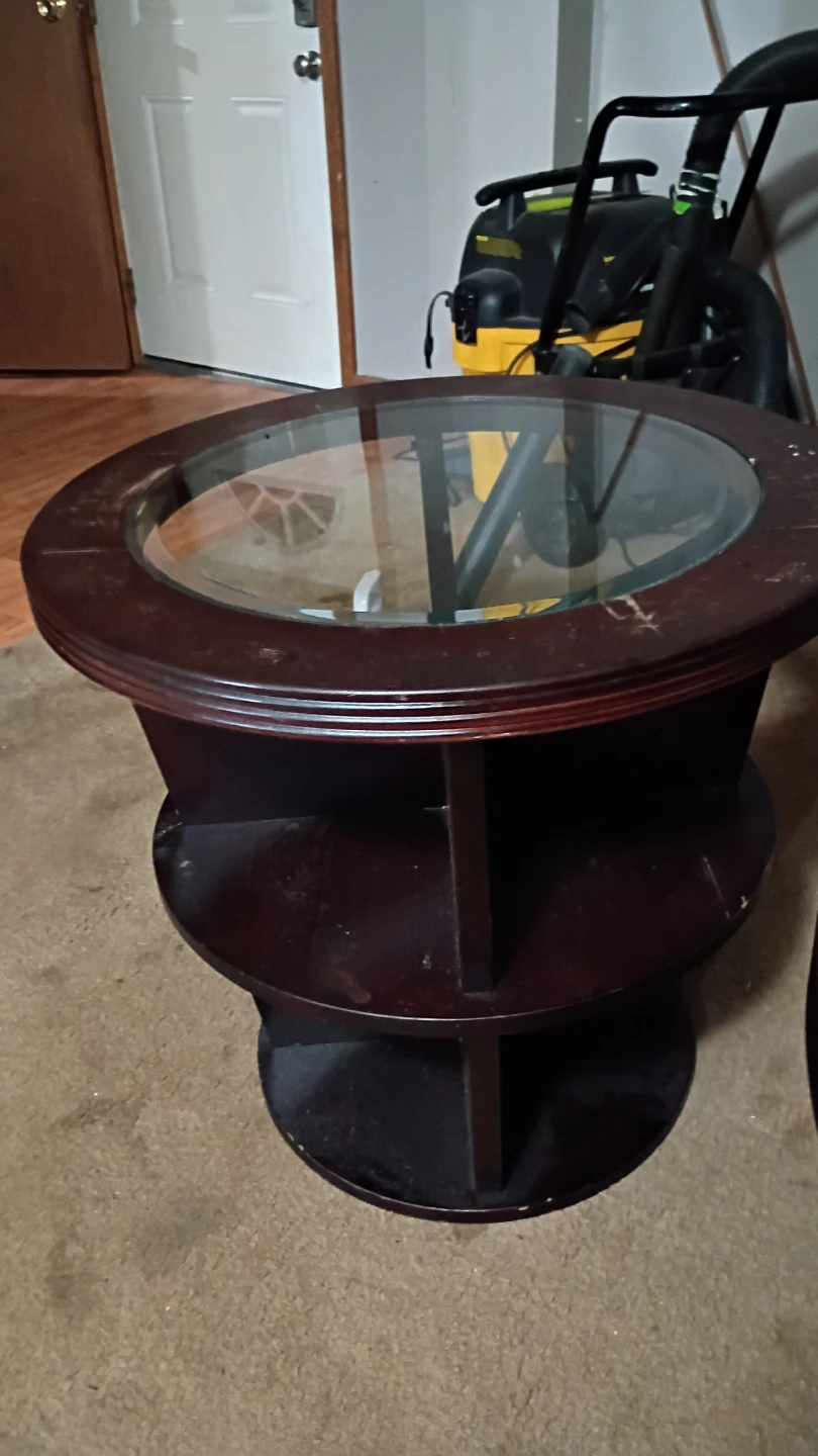 Round Coffee Tables with Glass Top and Shelf - photo 3