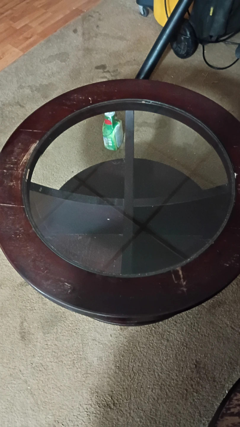 Round Coffee Tables with Glass Top and Shelf - photo 4