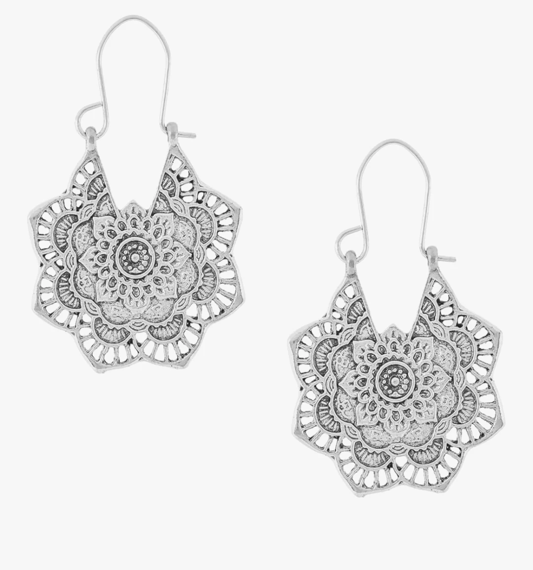 Silver Tone Mandala Hoop Earrings - photo 5