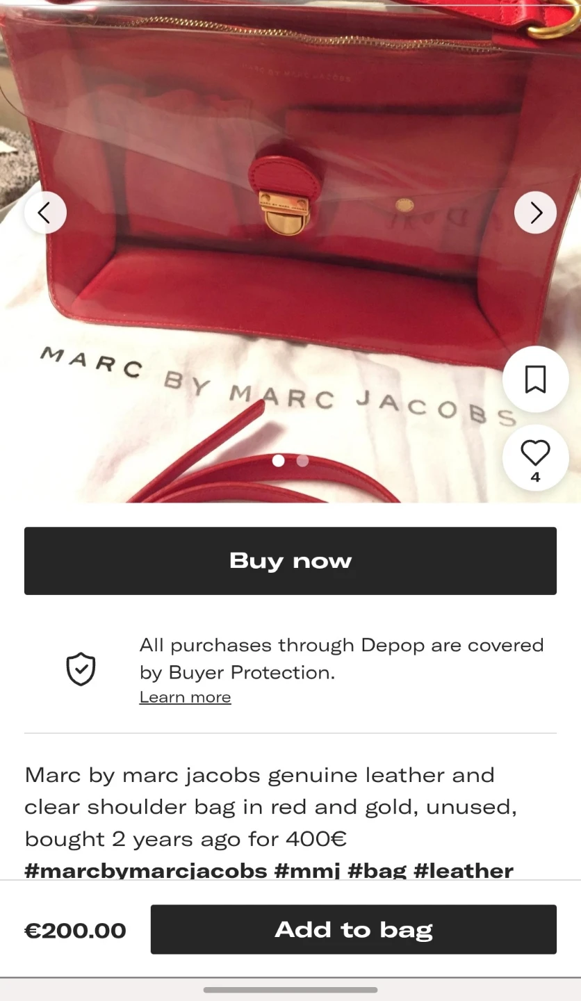 Marc by Marc Jacobs Red Clear Genuine Leather Shoulder Bag - photo 5