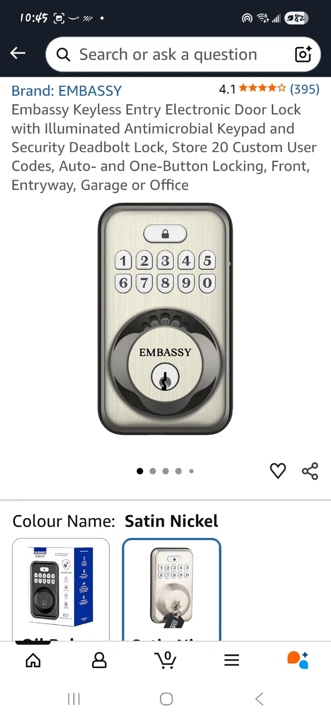 Embassy Keyless Entry Electronic Door Lock - Satin Nickel