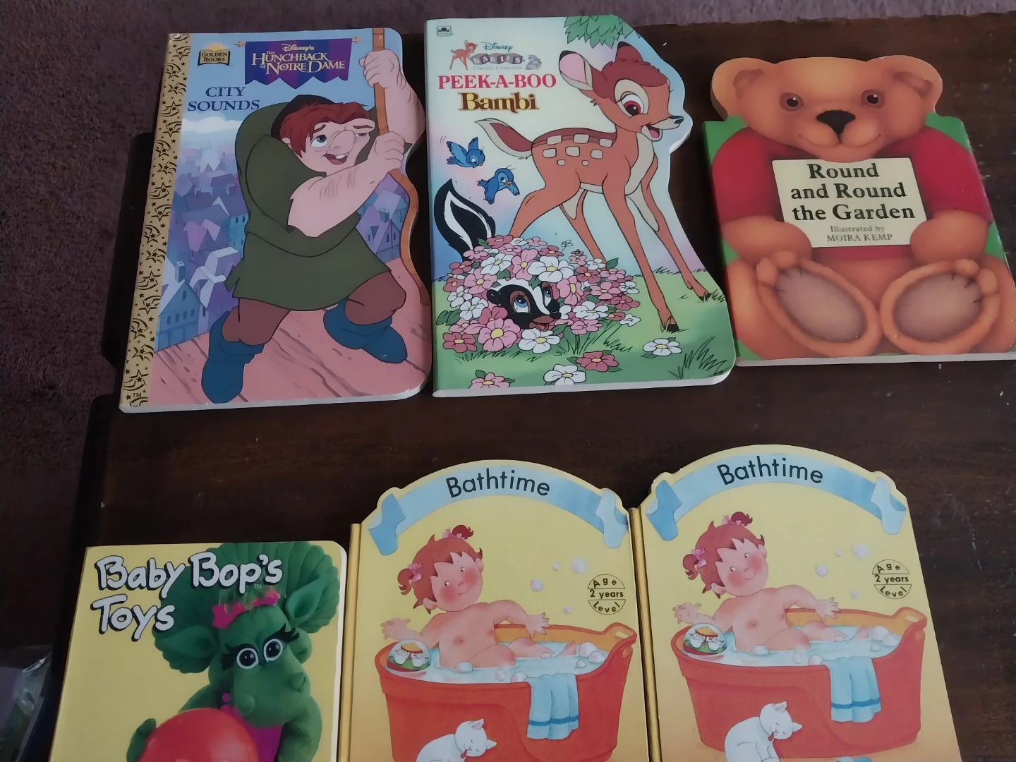 Lot of 5 Children's Board Books: Disney, Baby Bop, & More