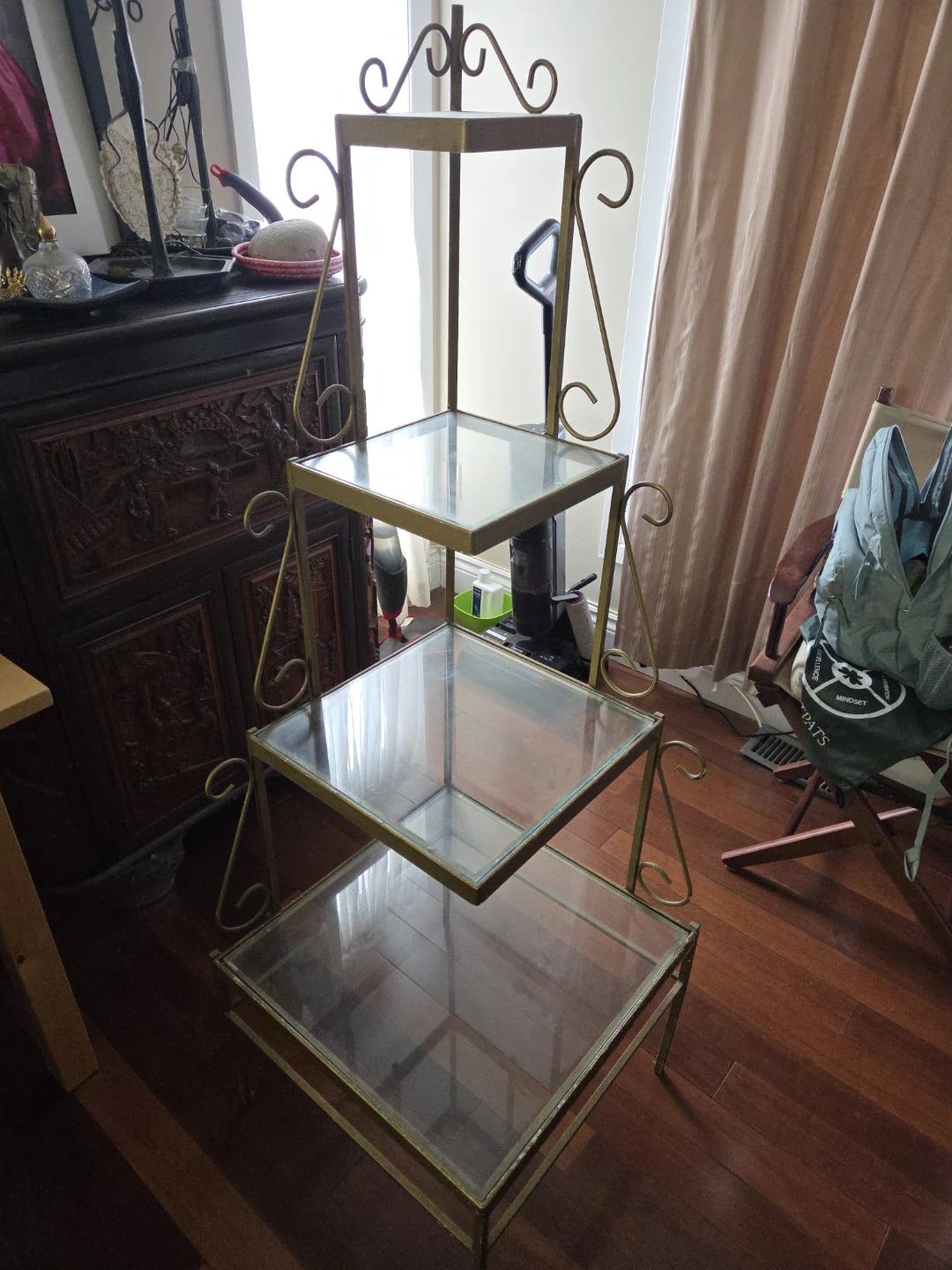 3-Tier Gold Metal and Glass Display Shelf - photo 3