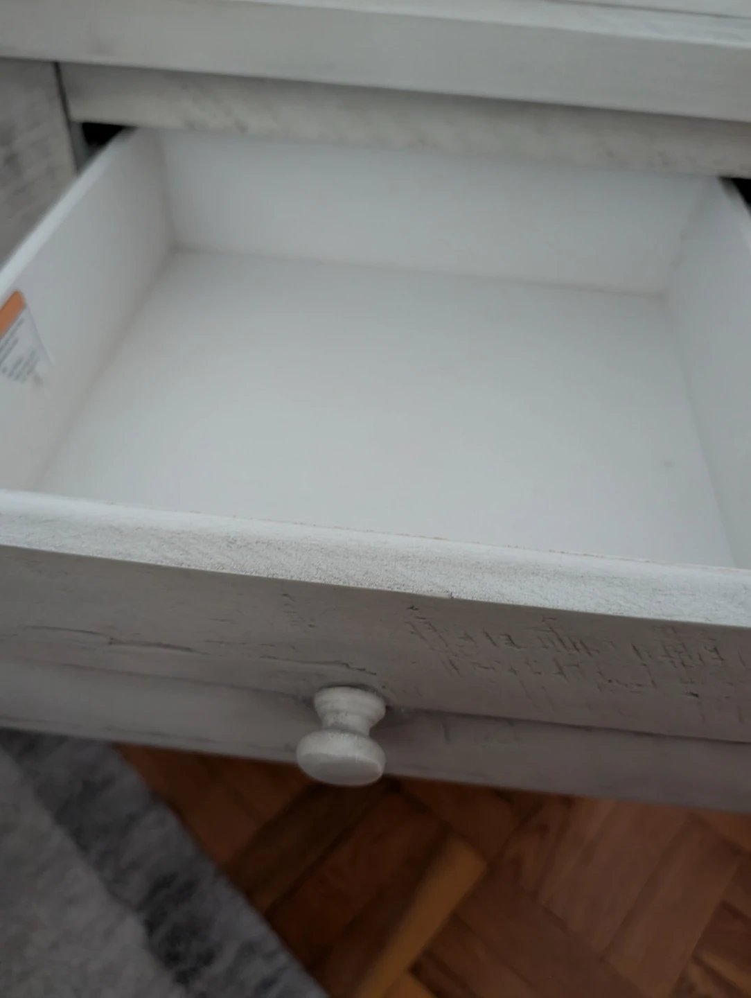 2 Grey/White Distressed Wood Nightstands with Drawer and Cabinet - photo 5