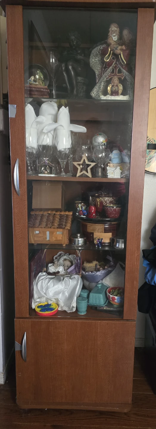 Wooden Display Cabinet with Glass Doors