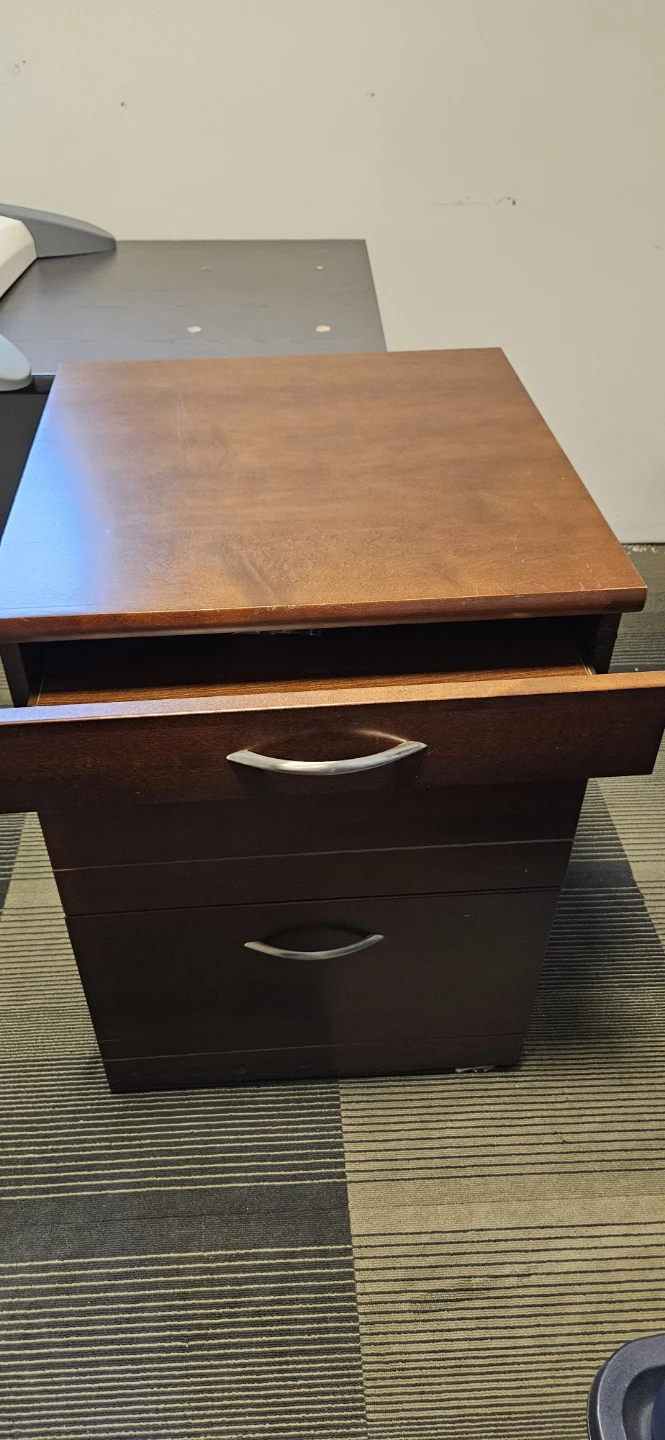 3-Drawer Wood Filing Cabinet - Dark Brown - photo 2