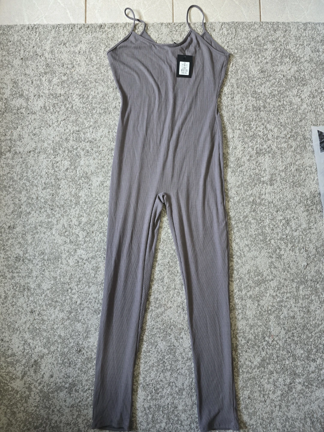 2 Piece Women's Grey Ribbed Jumpsuit
