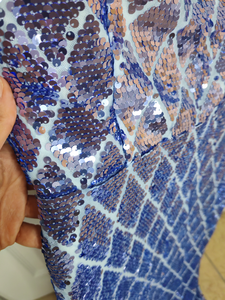 Blue Sequin Split Mermaid Dress Size S - photo 2