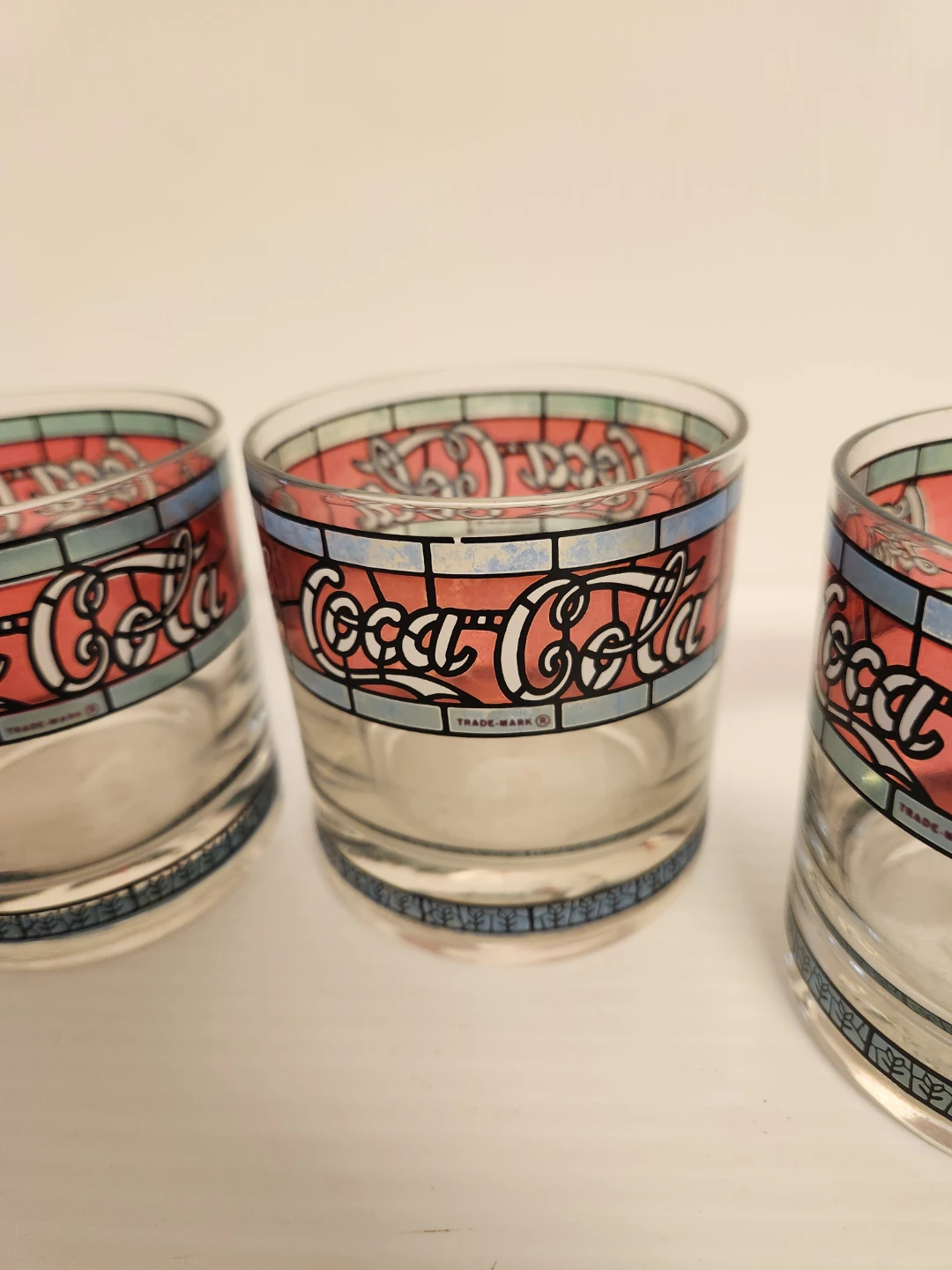 Vintage Set of 6 Coca-Cola "Stained Glass" Style Tumblers - photo 2