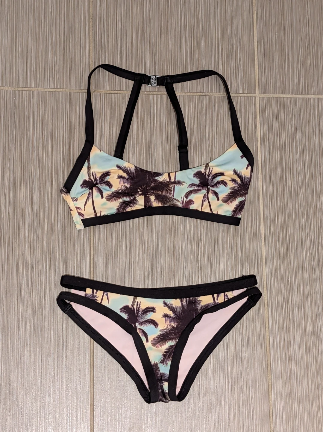 Palm Tree Print Bikini Set - Small