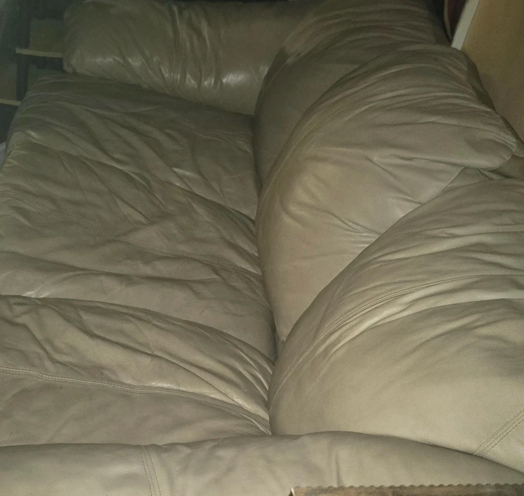 🥕Light Brown Leather Sofa bed - photo 2