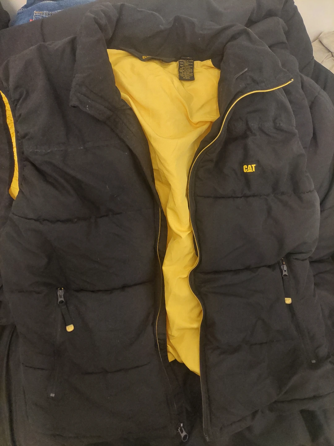 Caterpillar CAT Puffer Vest Black Yellow XL
