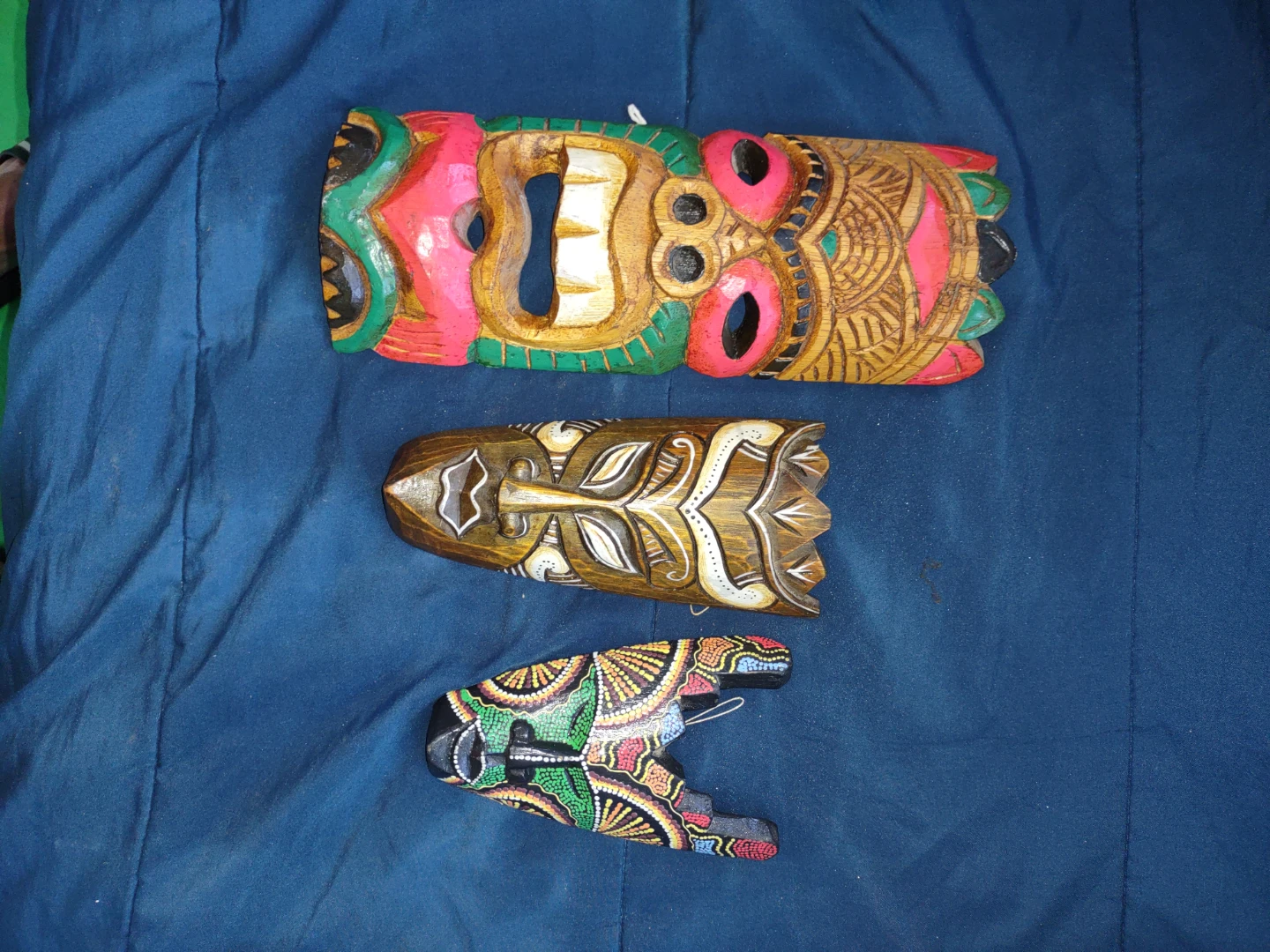 Set of 3 Decorative Wooden Masks