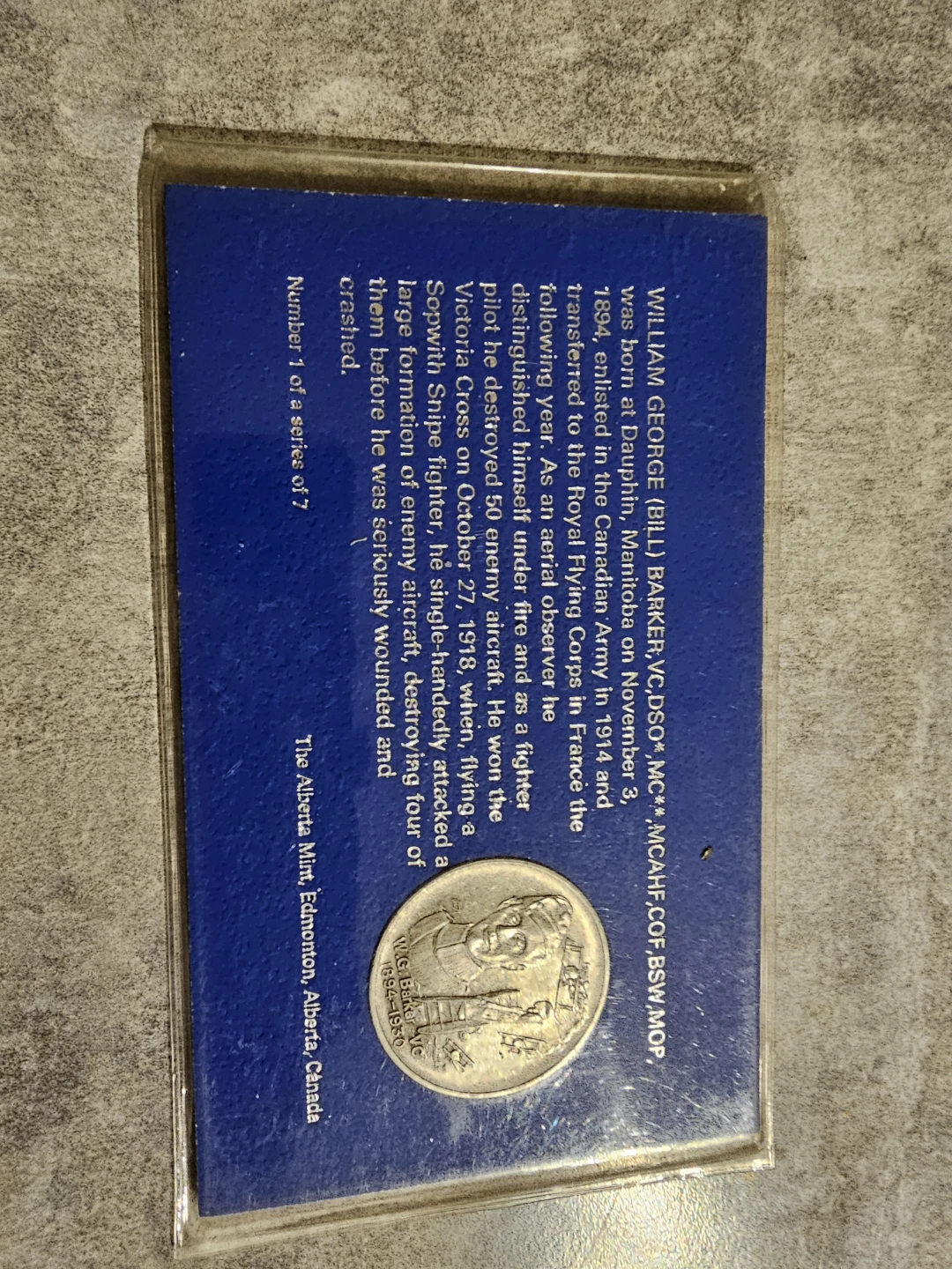 William George (Billy) Barker Commemorative Coin