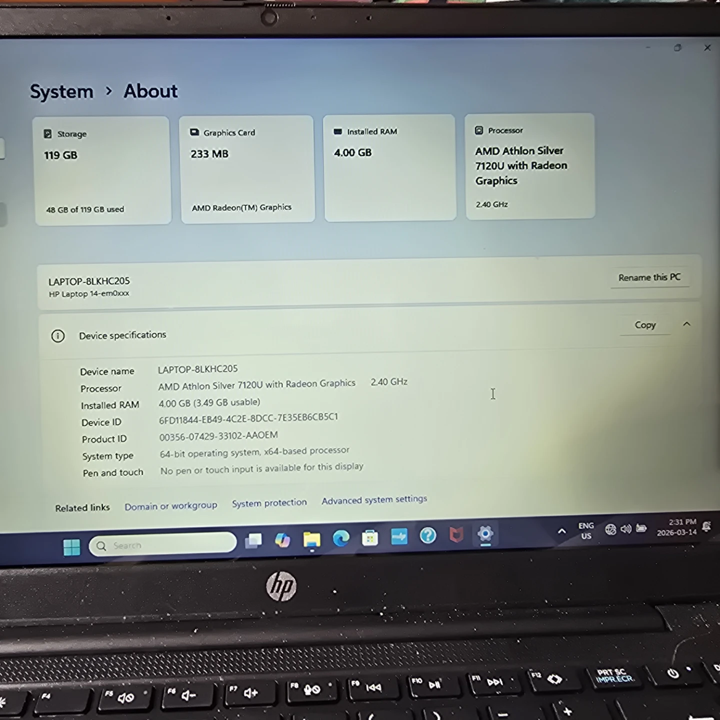 HP Laptop 14-em0xxx with AMD Athlon Silver 7120U Processor - photo 3