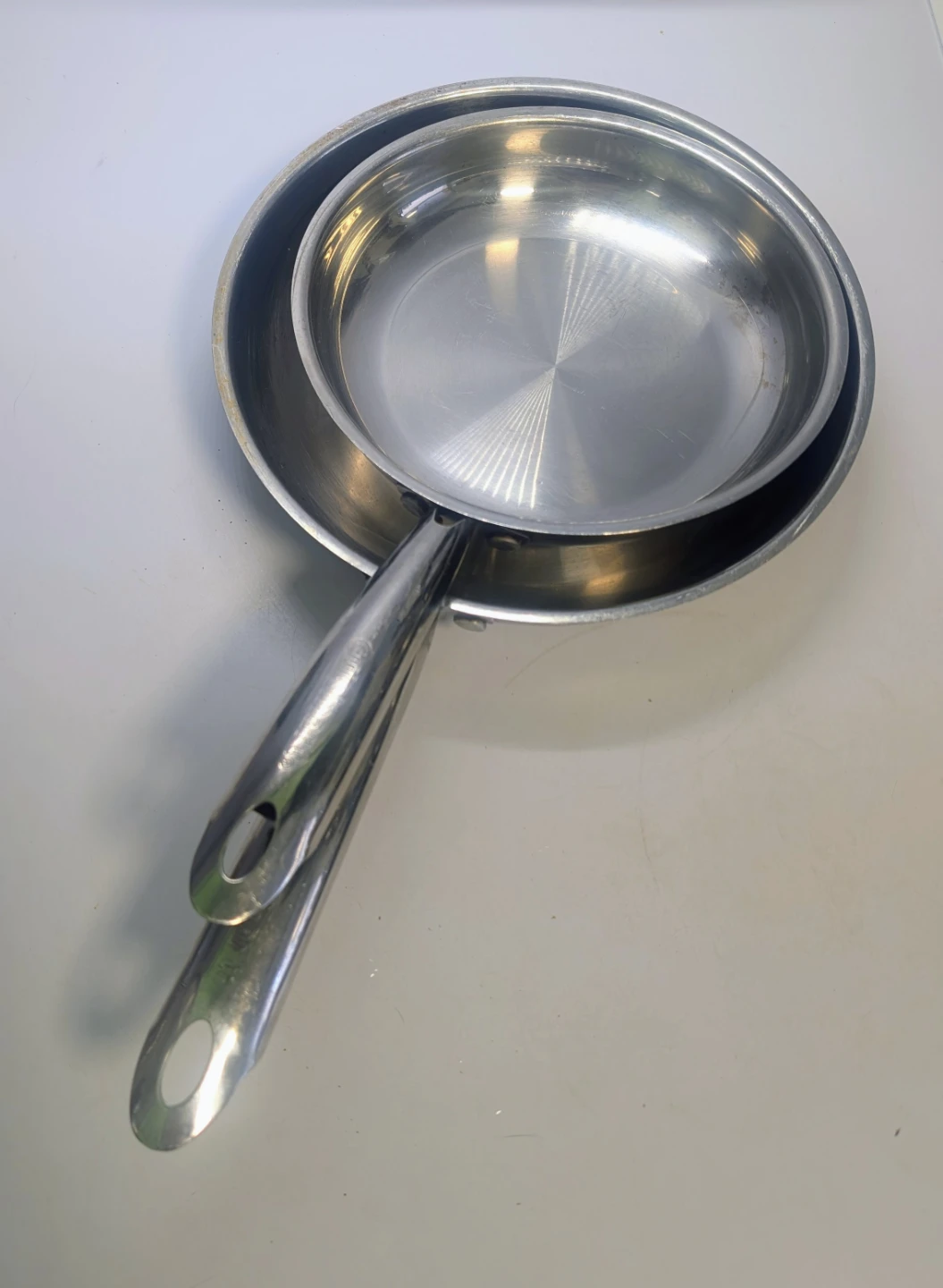 2 Cuisinart Stainless Steel Skillets / Omelette pans 8 & 10 inch