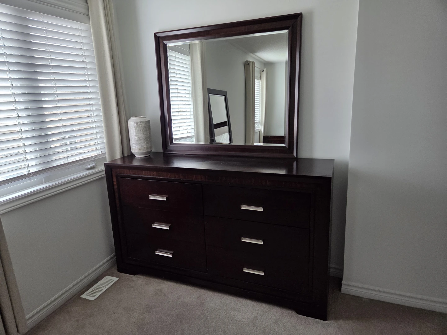 King size bed,  Dark Brown Dresser with Mirror - photo 4