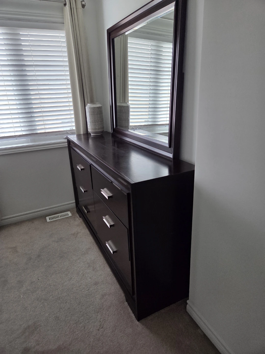 King size bed,  Dark Brown Dresser with Mirror - photo 5