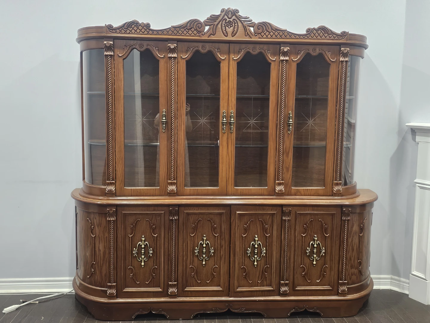 Vintage China Cabinet with Glass Doors