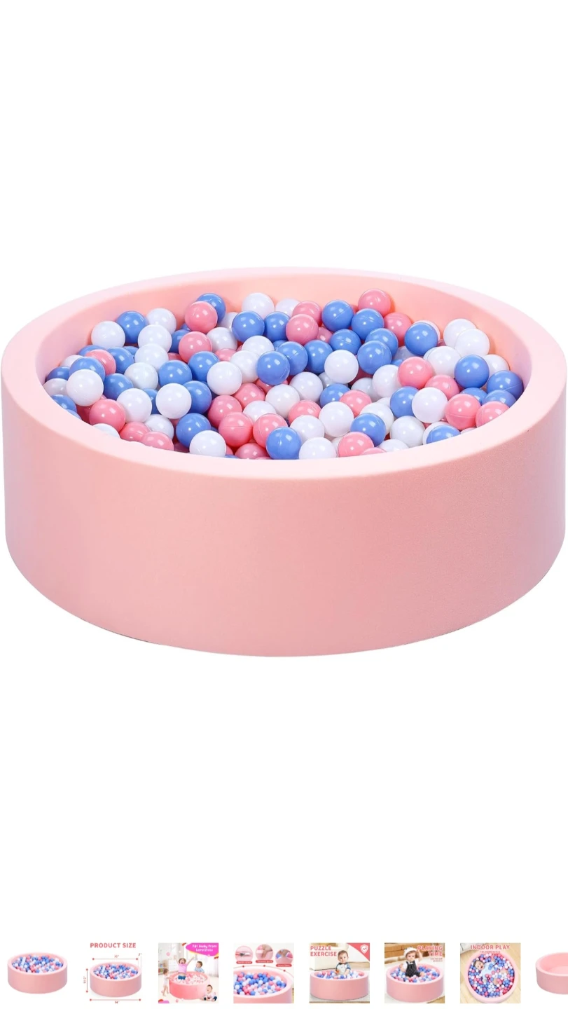Pink Ball Pit with Balls for Toddlers