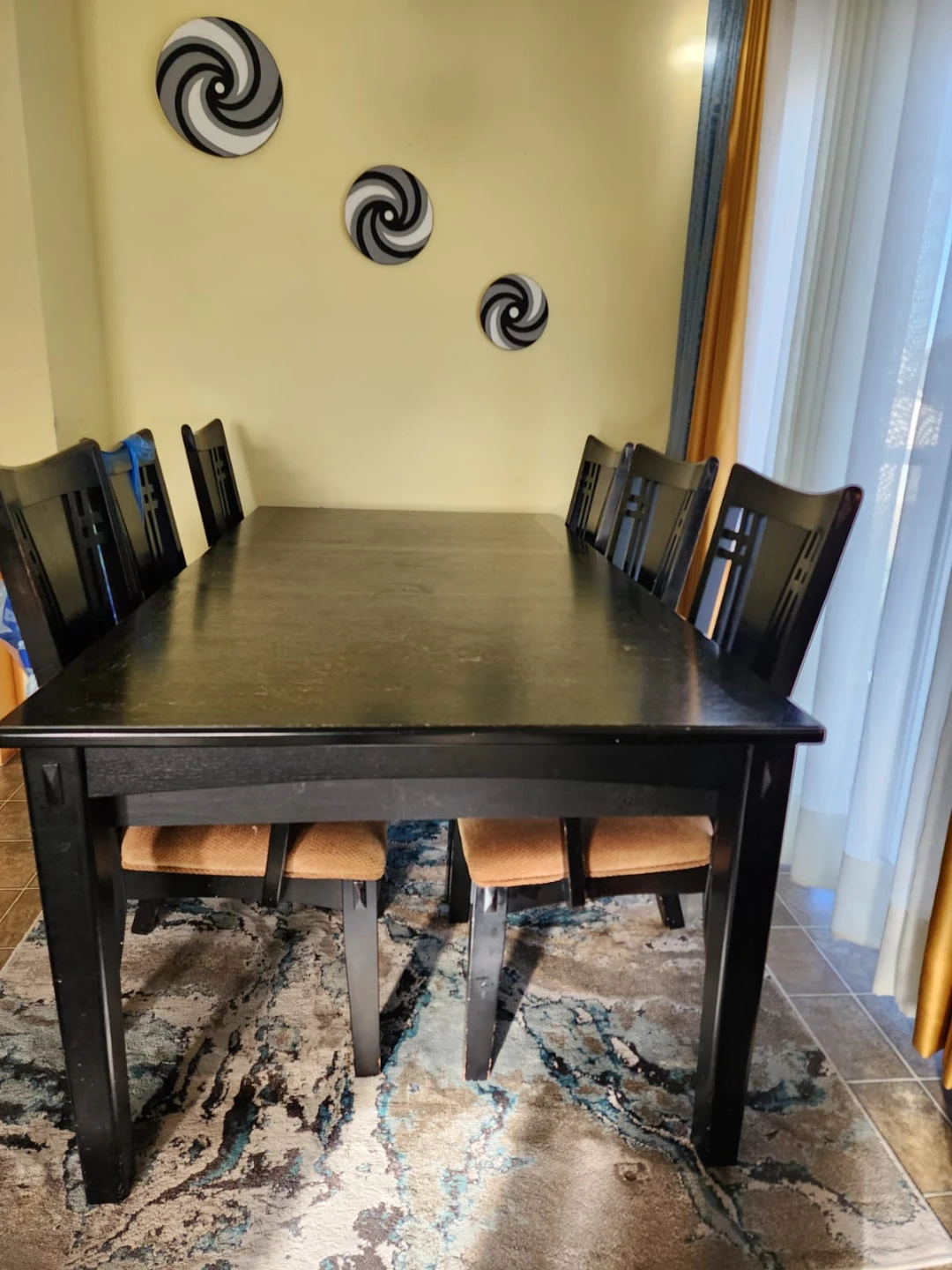 Black Dining Table with 6 Chairs