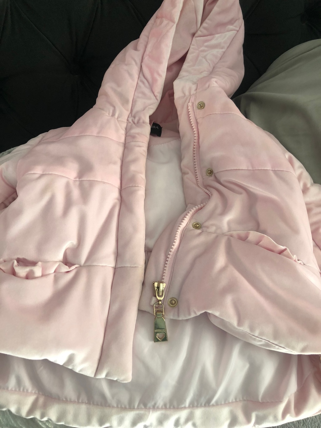 MONNALISA Pink Velvet Puffer Jacket - photo 3