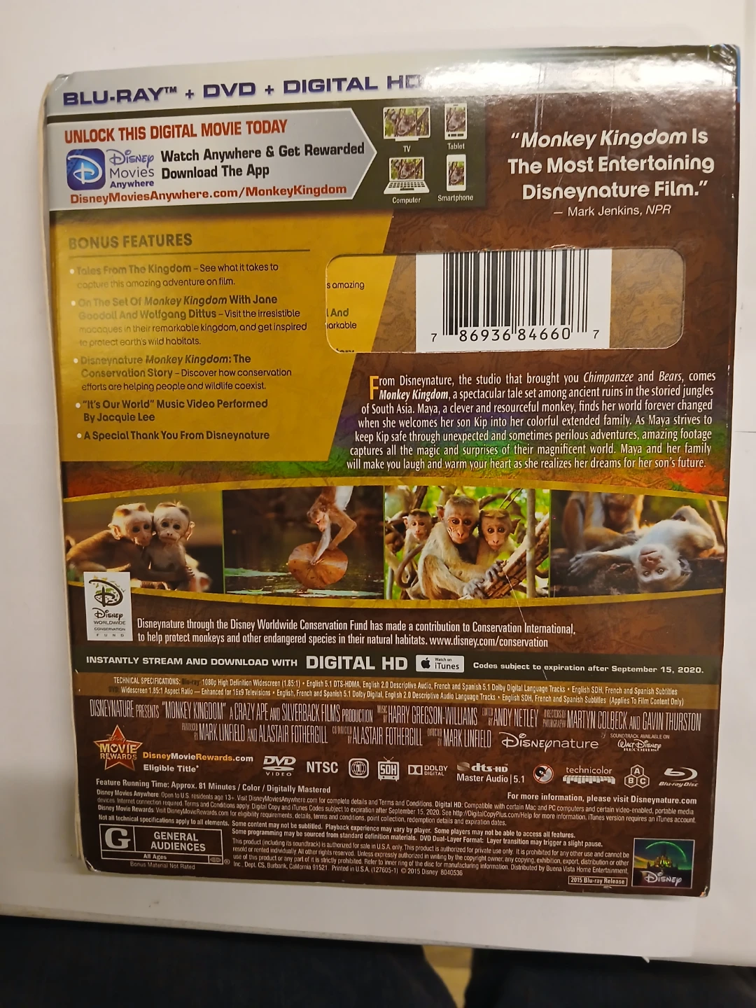 Disneynature Monkey Kingdom Blu-ray + DVD + Digital HD - photo 2