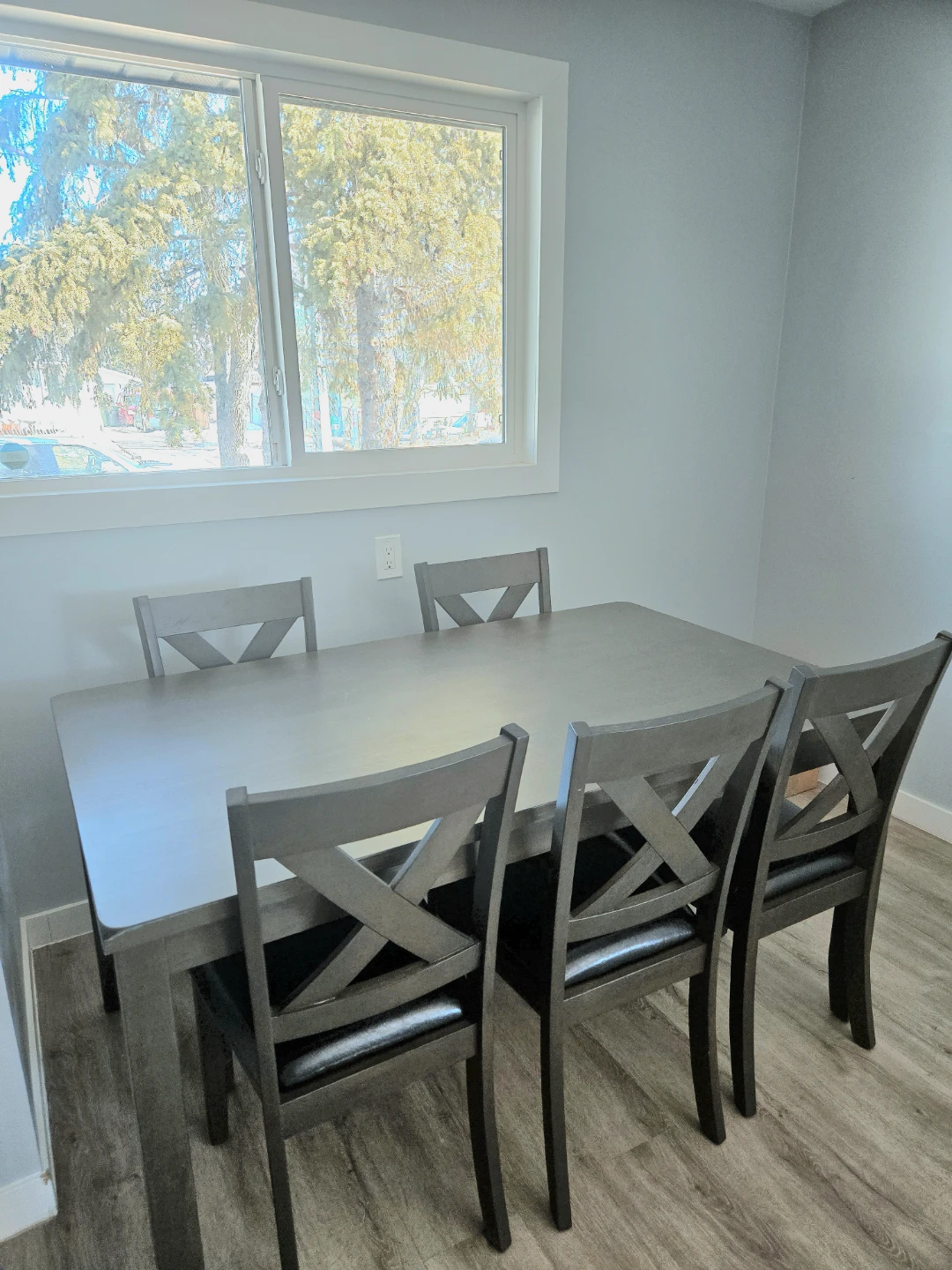 Grey Dining Table Set with 5 Chairs