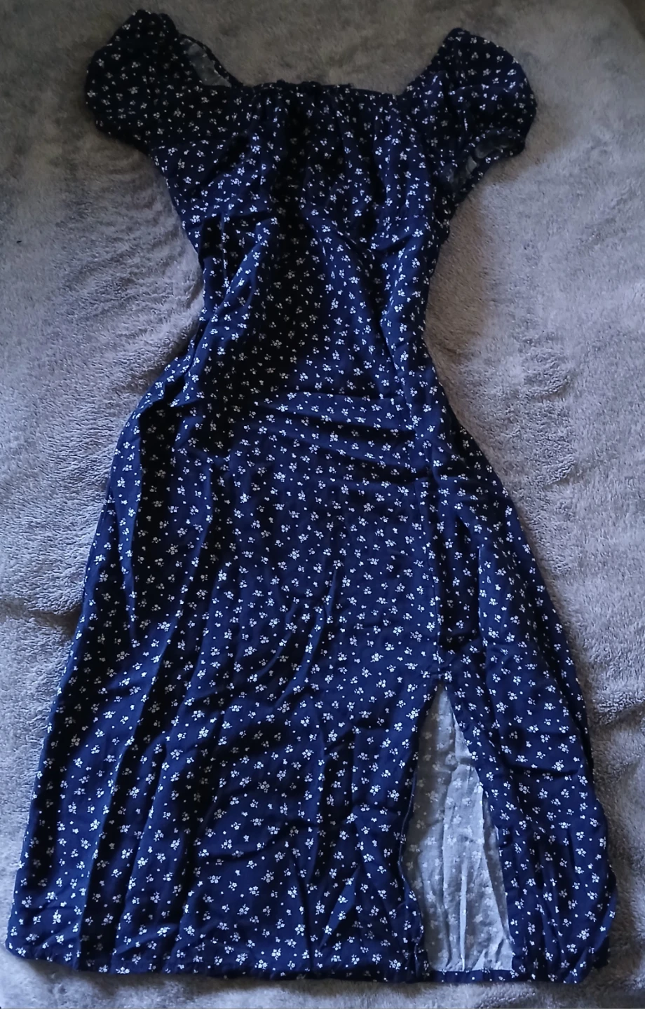 H&M Blue Floral Print Midi Dress with Slit