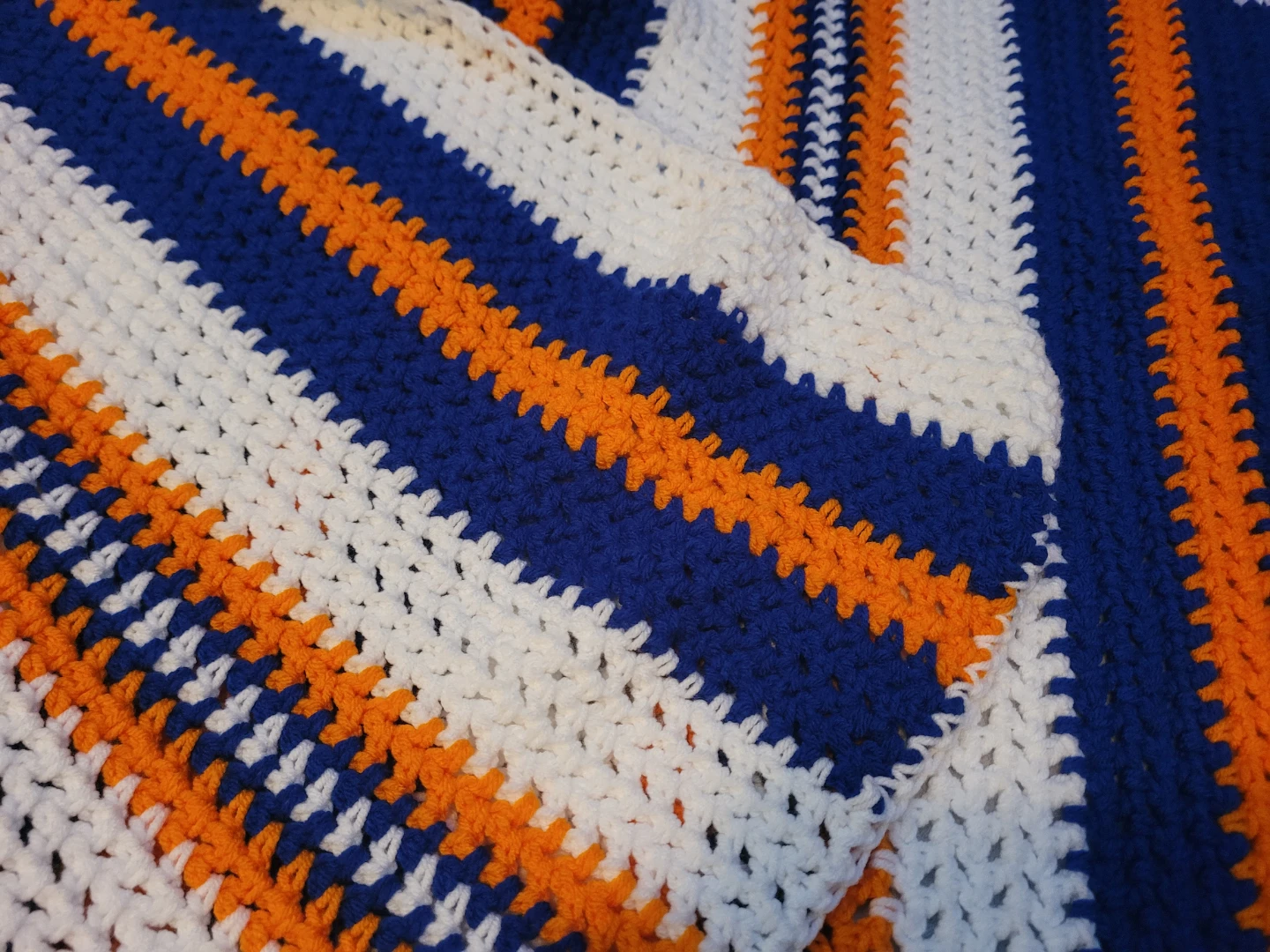 OILERS Hand Crocheted Baby Blanket