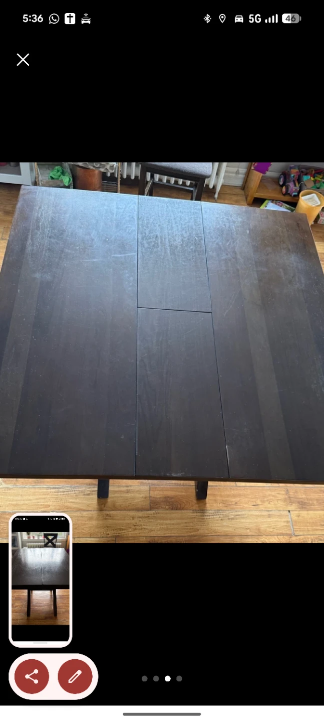 Dark Wood Dining Table with 2 Counter Height Chairs - photo 4