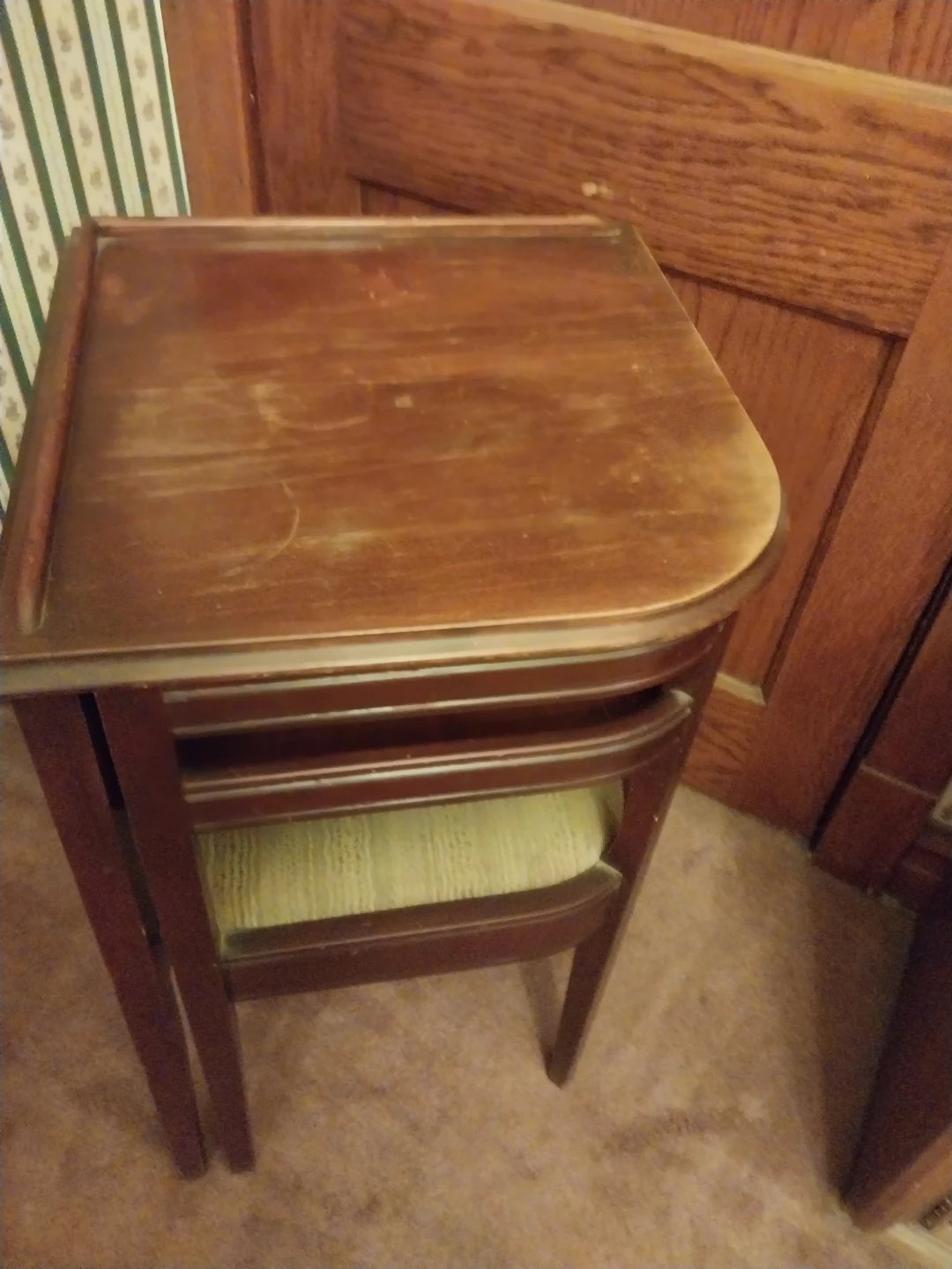 🧡Vintage Wooden Nesting Side Table with Chair🧡 - photo 3