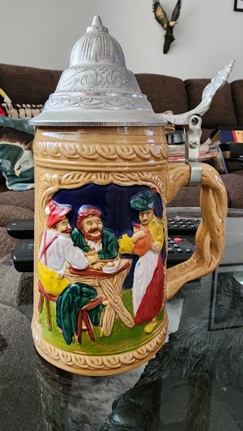 Set of 4 German Beer Steins with Pewter Lids - photo 2