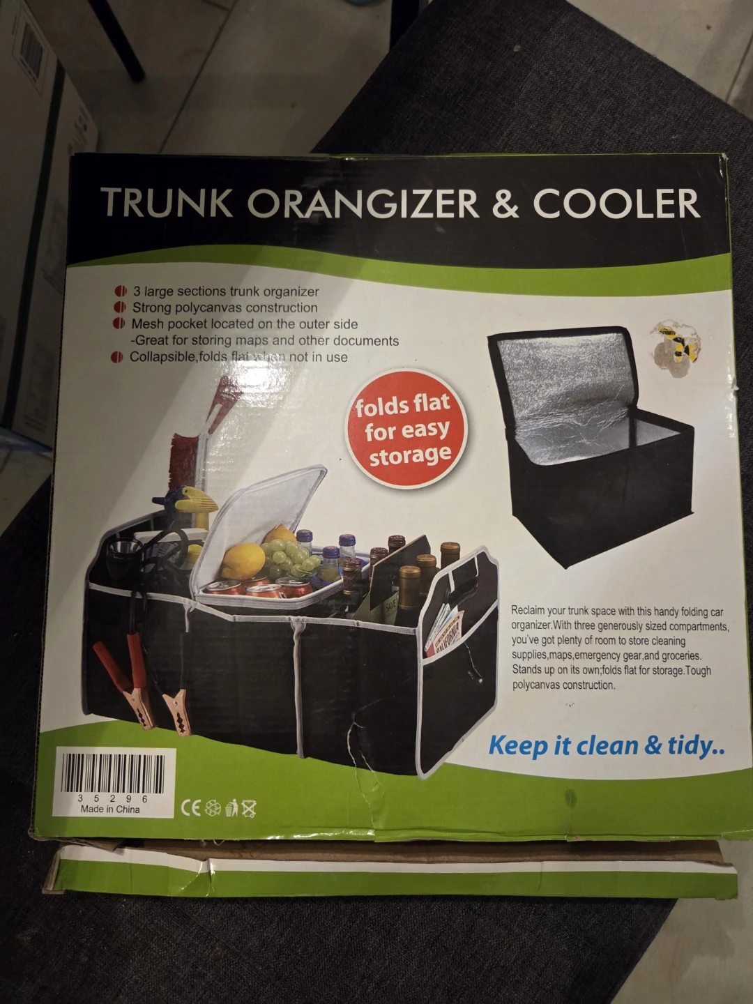 Trunk Organizer & Cooler - 3 Sections (small) foldable