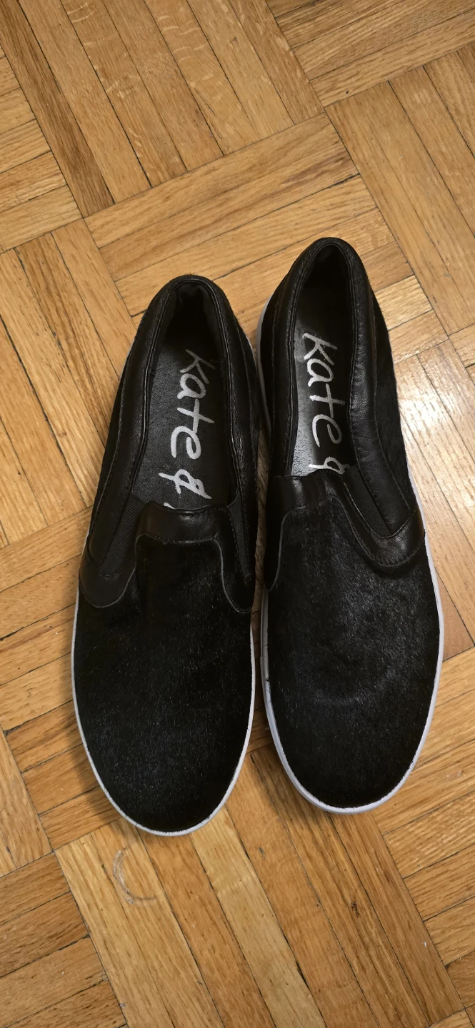Kate & Me Black Mohair Slip-On Sneakers