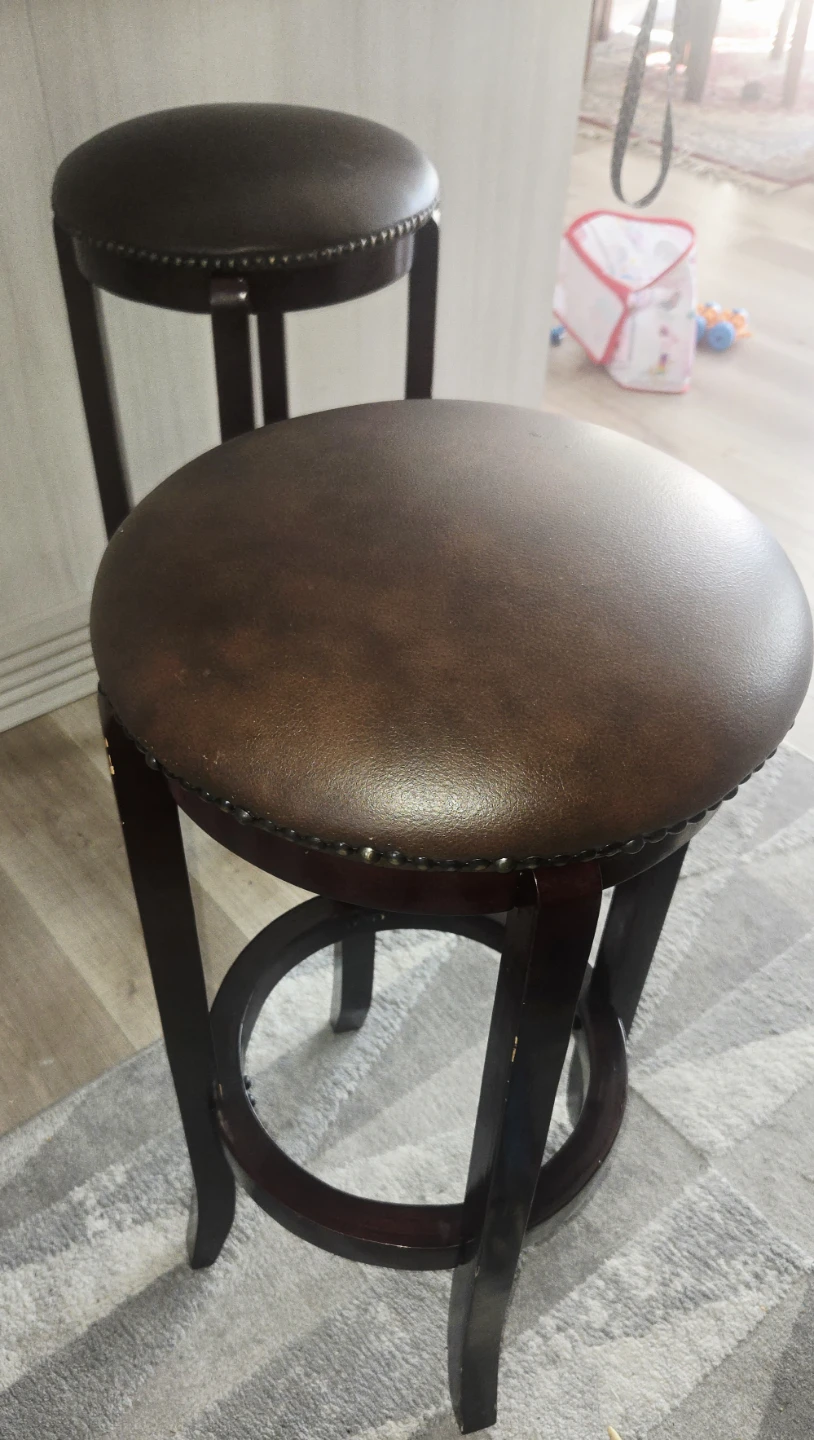 Brown Leatherette Swivel Bar Stool