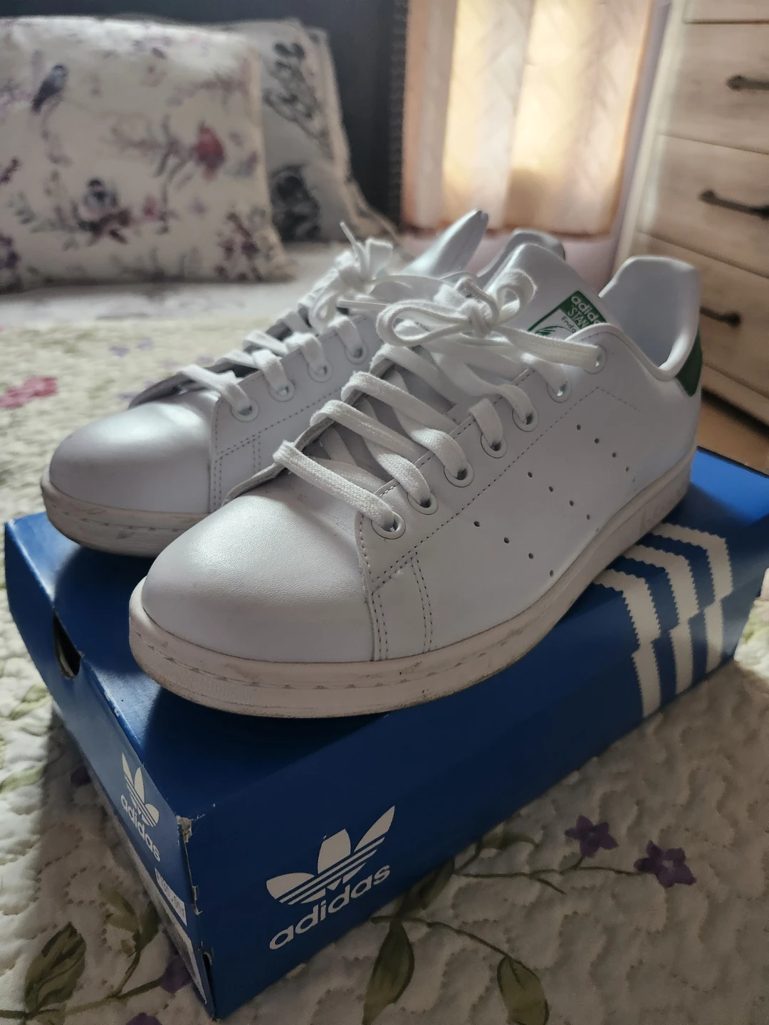 Adidas Stan Smith White Green Leather Sneakers