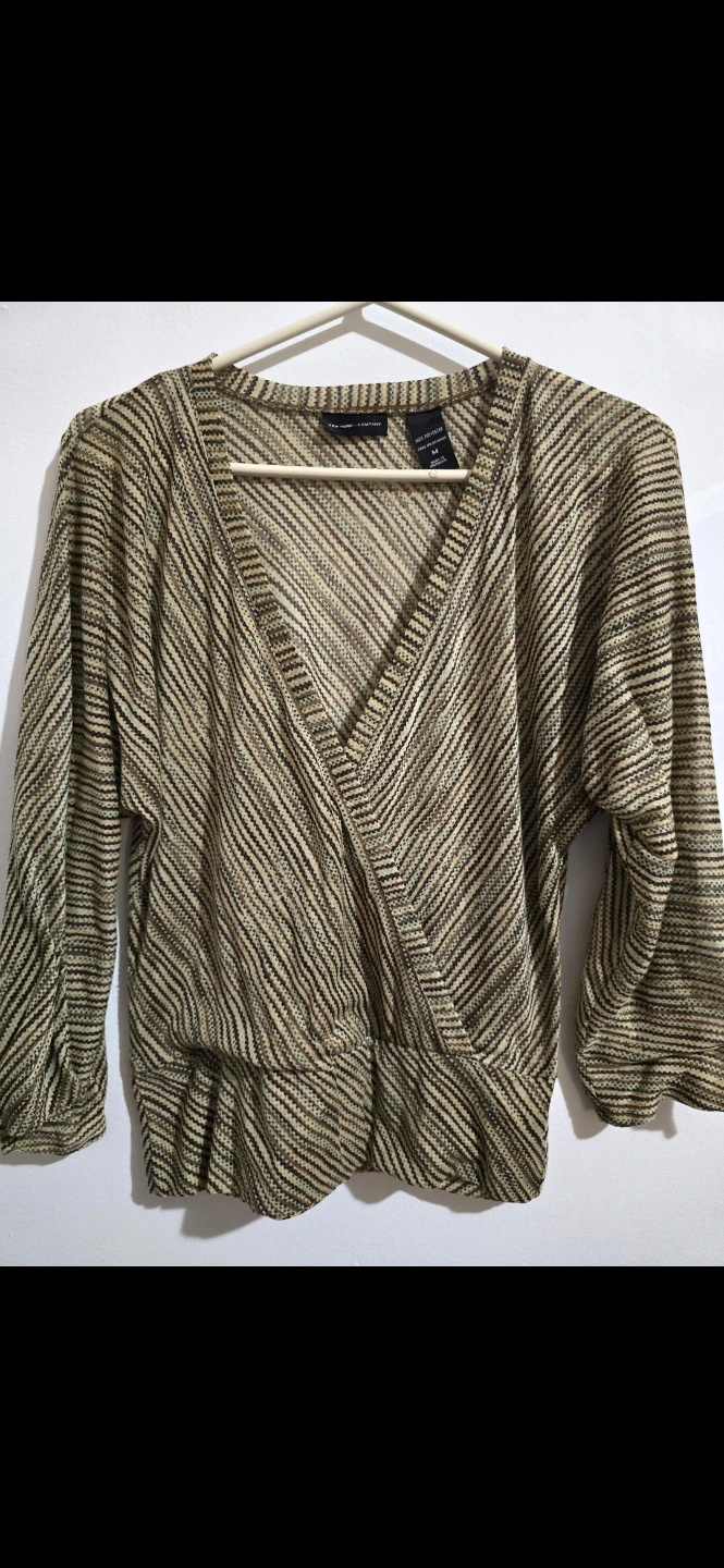 New York & Company Striped V-Neck Wrap Top Size M - photo 4