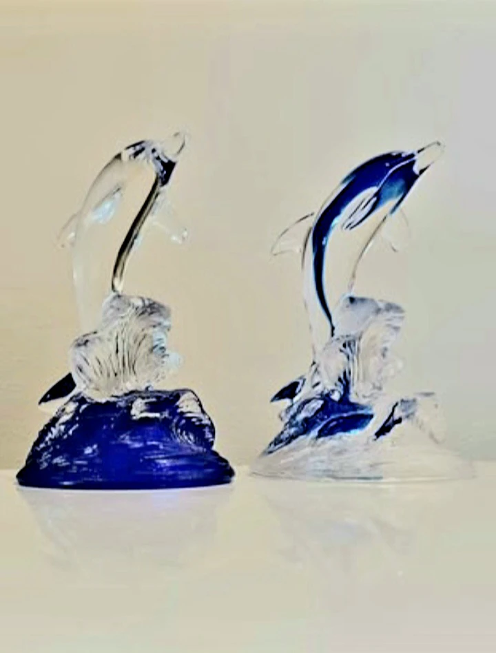 Vtg Pair of Crystal D'Arques Dolphins