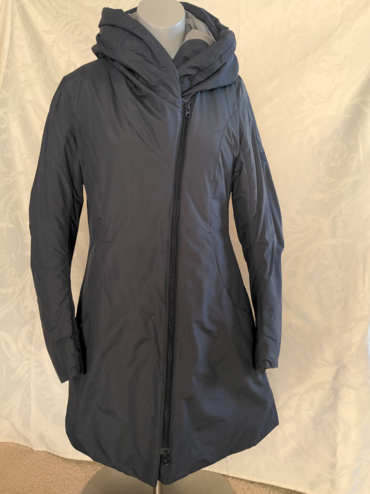 Dark Grey Asymmetrical Zip Winter Coat, Fig xs-s