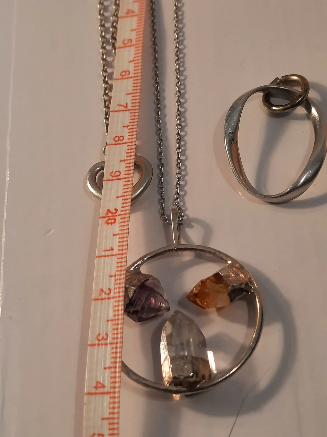 Sterling Silver Raw Crystal Pendant Necklace - photo 4
