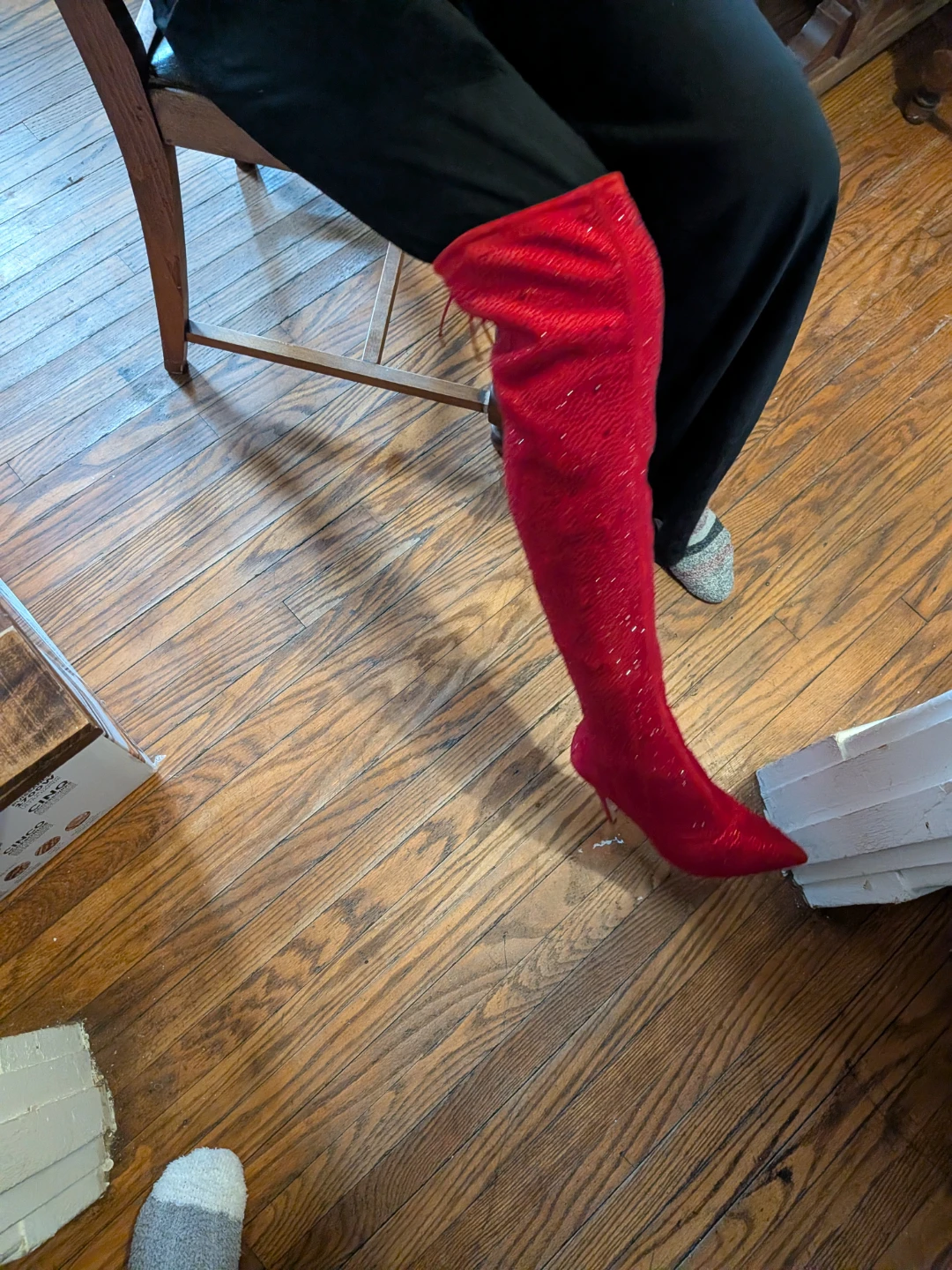 Red Glitter Over-the-Knee Boots - photo 2