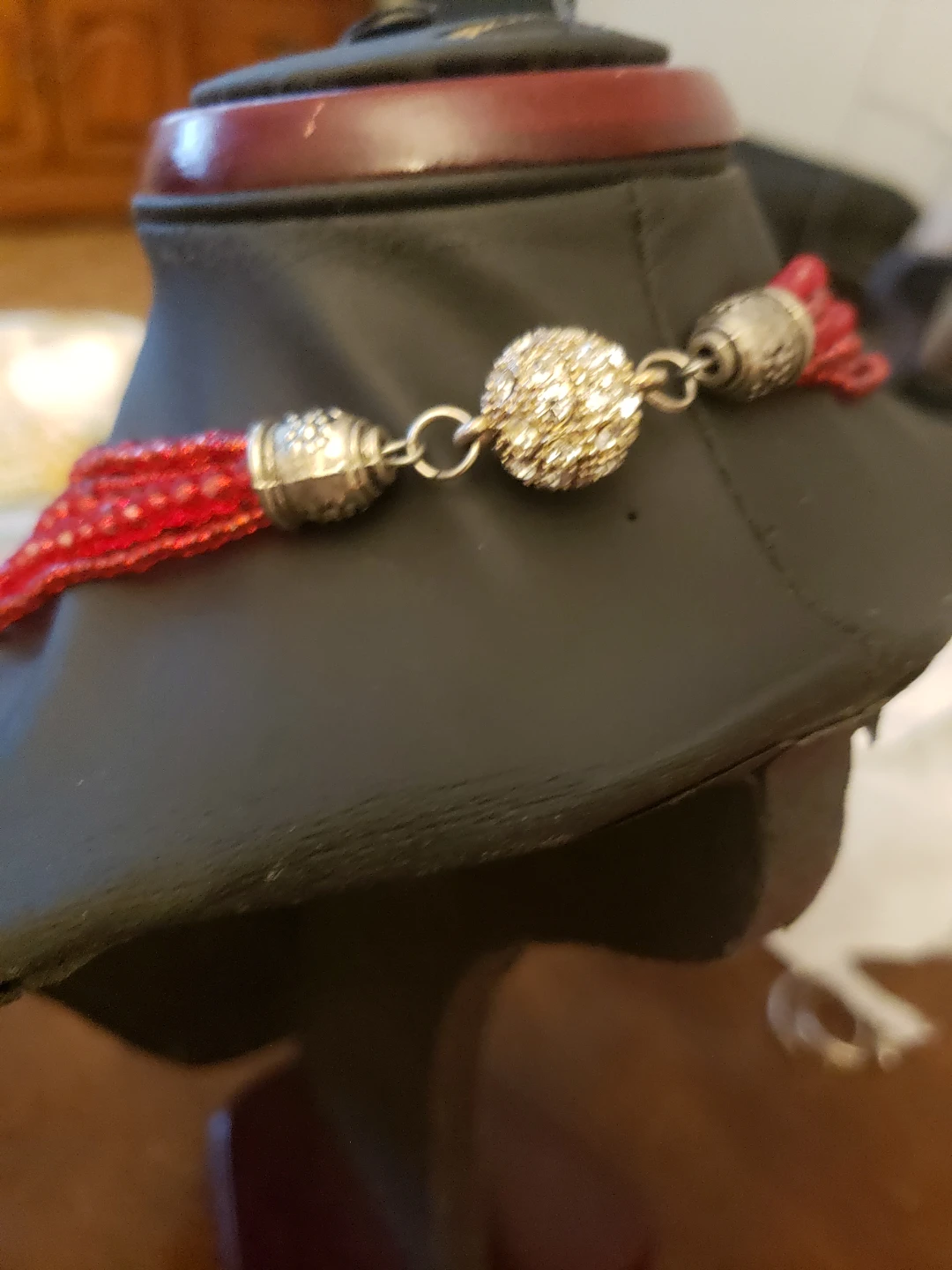 Red Beaded Necklace and Earring Set - photo 4